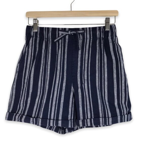Navy Linen Blend Shorts Size Small - Picture 1 of 10